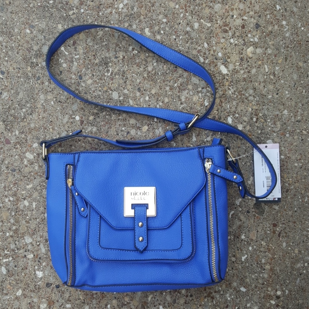 Nicole Miller Blue Gold Harper Crossbody Bag NWT